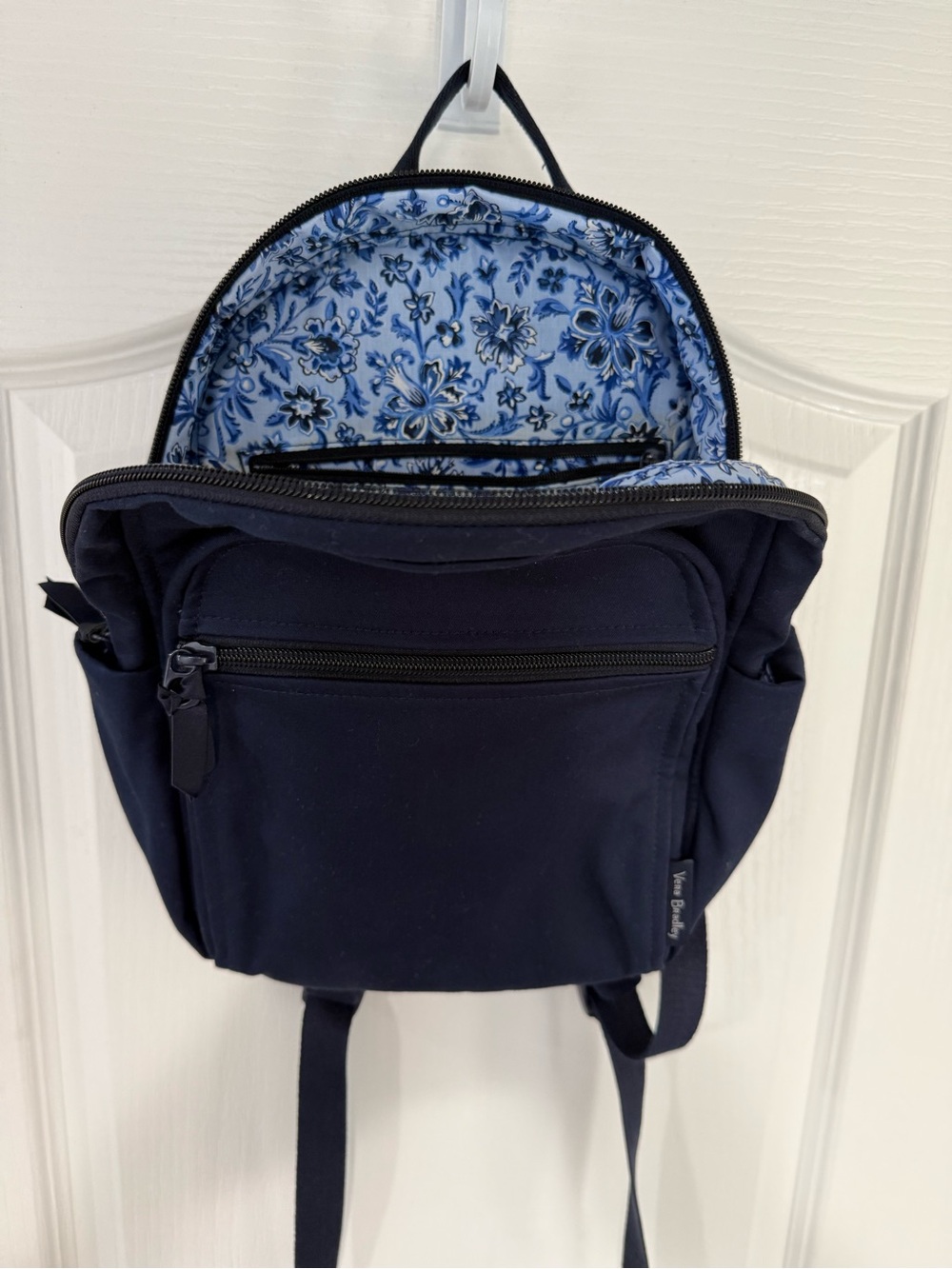 Vera Bradley Navy Mini Backpack with Blue Floral Interior